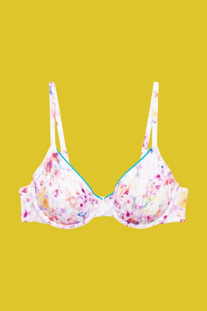 Bikinitop med bøjle og blomsterprint, TEAL BLUE, overview
