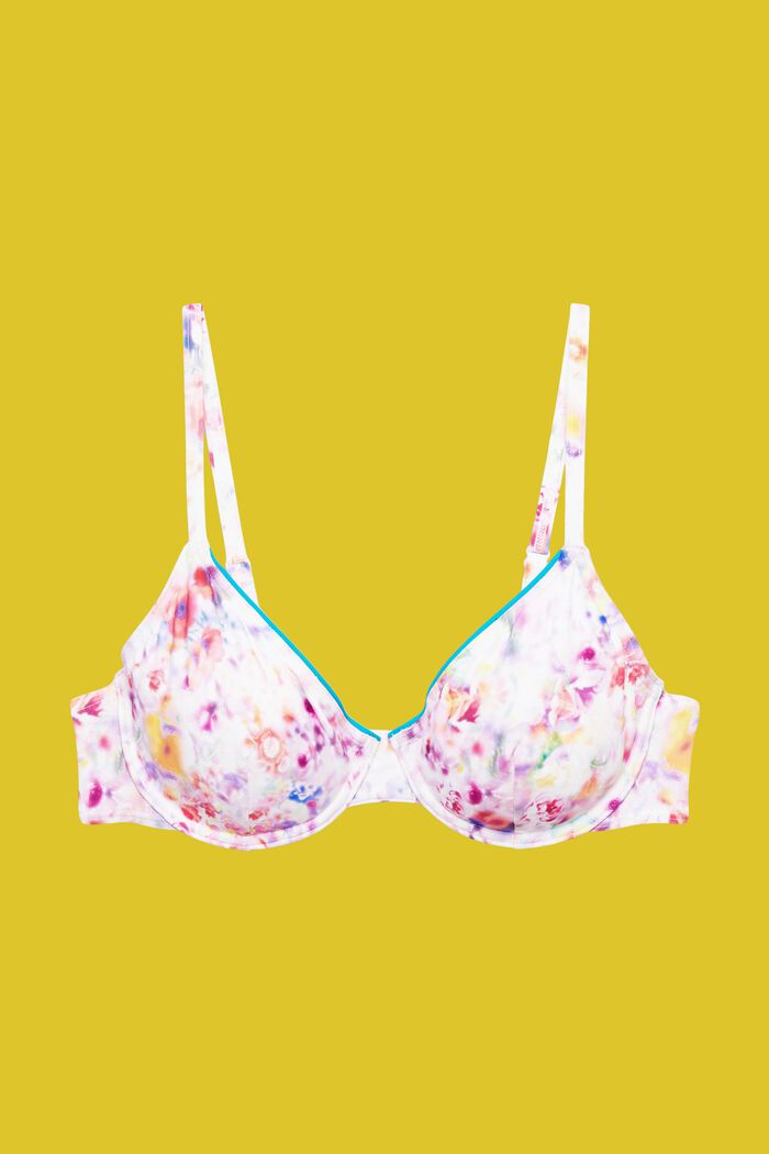Bikinitop med bøjle og blomsterprint, TEAL BLUE, detail image number 4