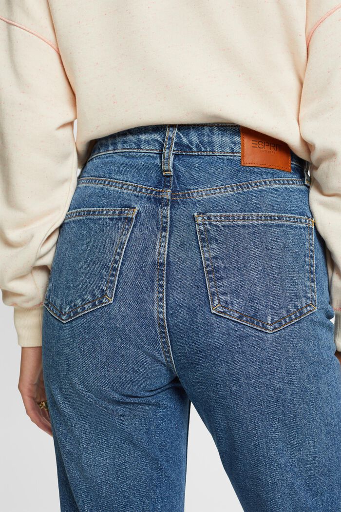 Lige retro-jeans med høj talje, BLUE MEDIUM WASHED, detail image number 4