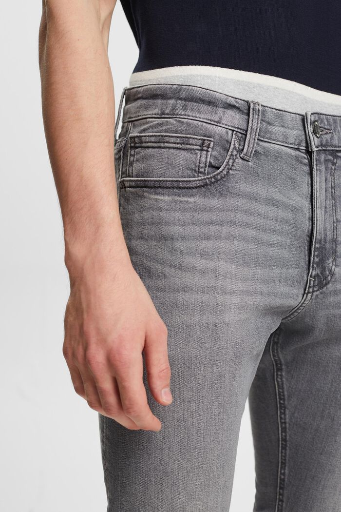 Slim tapered jeans med mellemhøj talje, GREY MEDIUM WASHED, detail image number 4