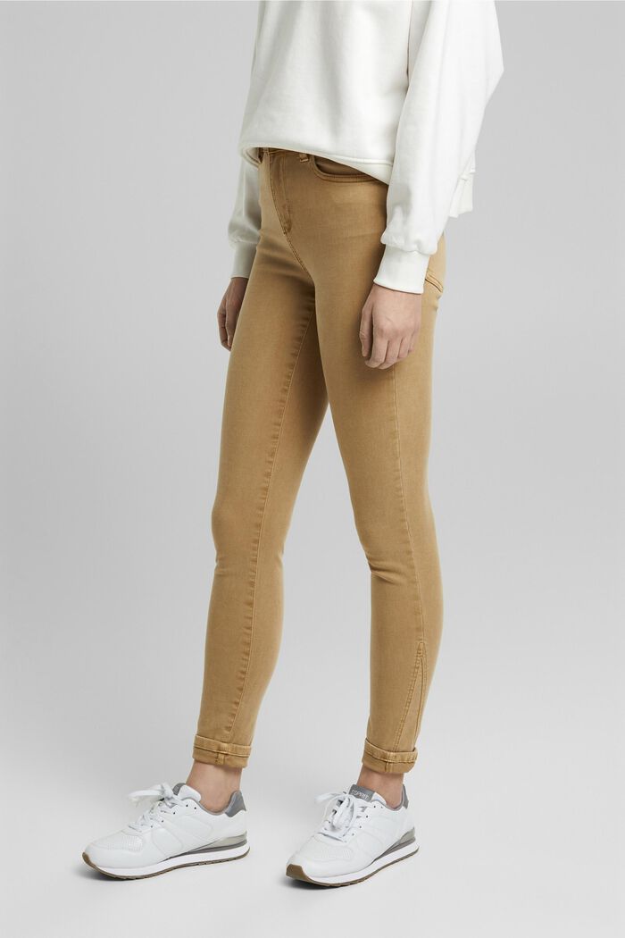 Bløde, højtaljede bukser med stretch, CAMEL, detail image number 0
