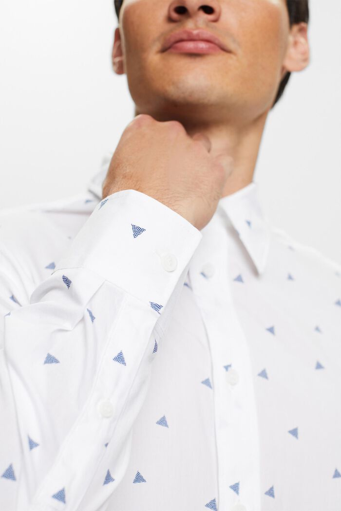 Mønstret skjorte, 100 % bomuld, NEW WHITE, detail image number 2