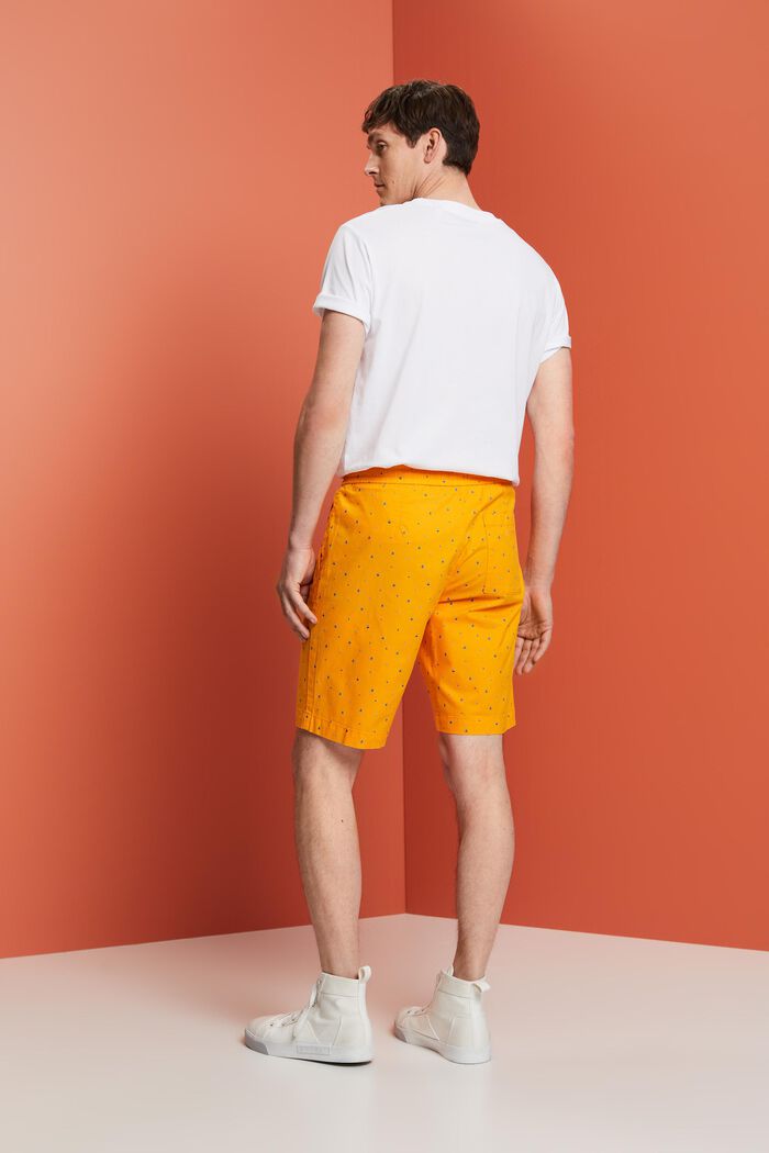 Mønstrede pull on-shorts, stretchbomuld, BRIGHT ORANGE, detail image number 3