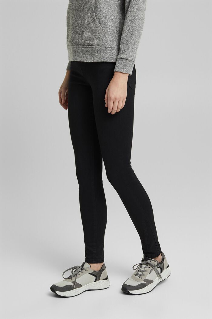 Bløde, højtaljede bukser med stretch, BLACK, detail image number 0