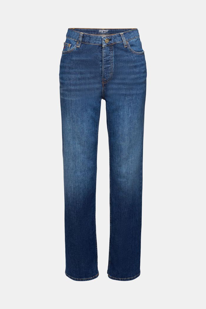 Lige retro-jeans med høj talje, BLUE DARK WASHED, detail image number 6