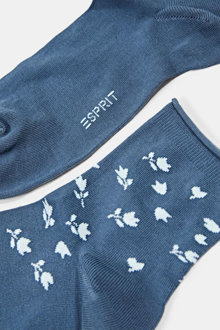 Pakke med 2 par korte sokker med blomstermønster, VENICE NIGHT, detail image number 1