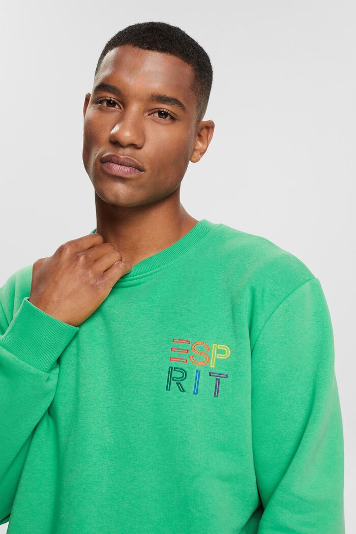 Sweatshirt med kulørt logobroderi, GREEN, detail image number 4