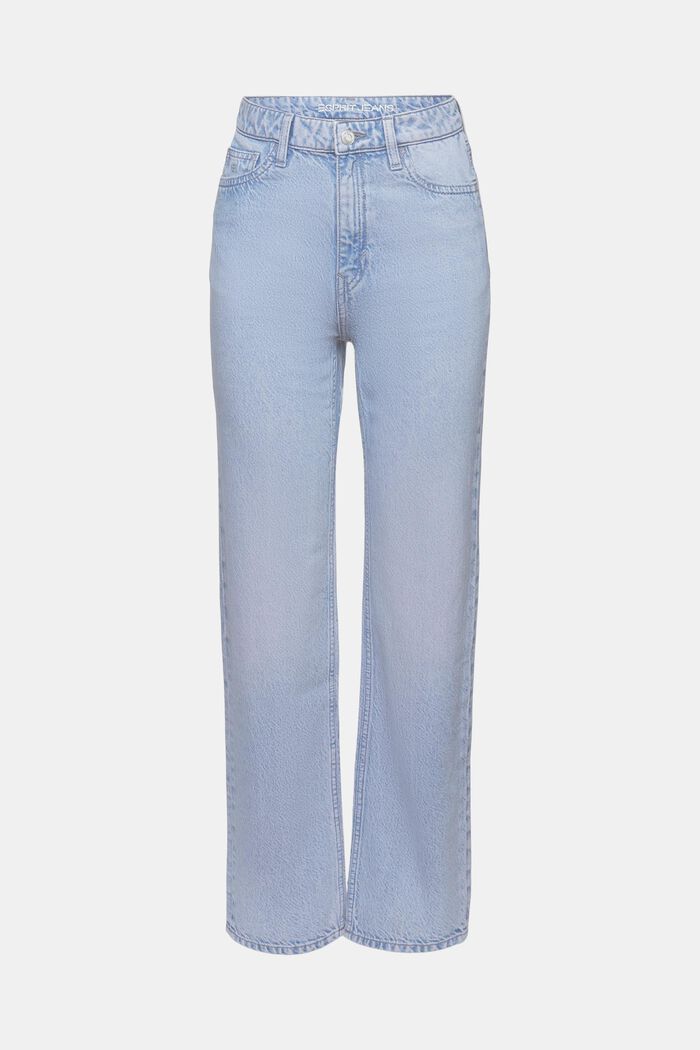 Lige retro-jeans med høj talje, BLUE LIGHT WASHED, detail image number 6