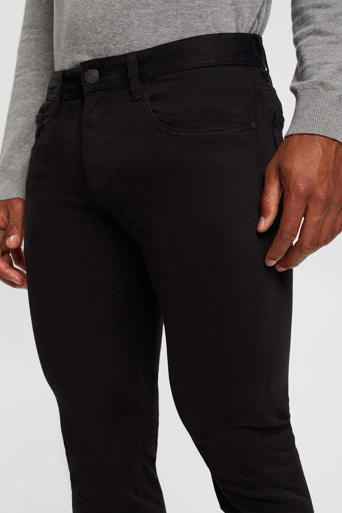 Slim fit bukser, organisk bomuld, BLACK, detail image number 0