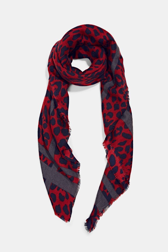 Af genanvendte materialer: Tørklæde i leopardlook, DARK RED, detail image number 0