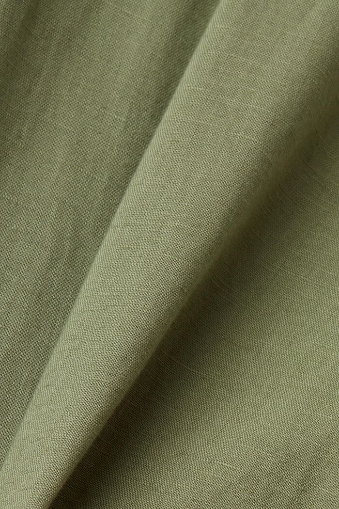 Button down-skjorte i bomulds- og hørmiks, LIGHT KHAKI, detail image number 5