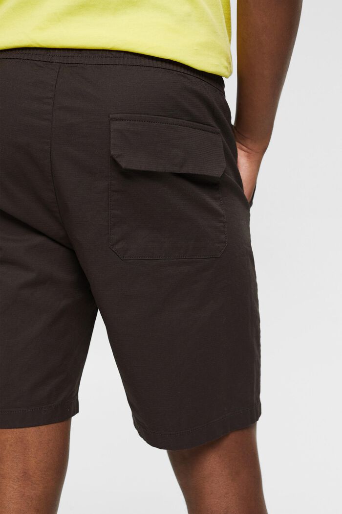 Shorts med elastiklinning, økologisk bomuld, BROWN, detail image number 5