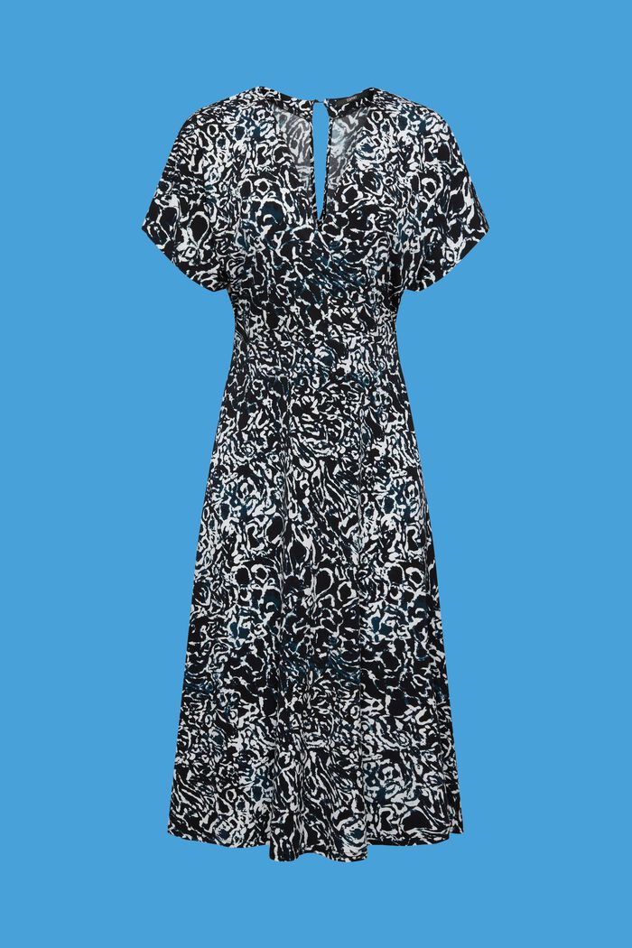 Jerseykjole med V-hals og allover-print, BLACK, detail image number 6