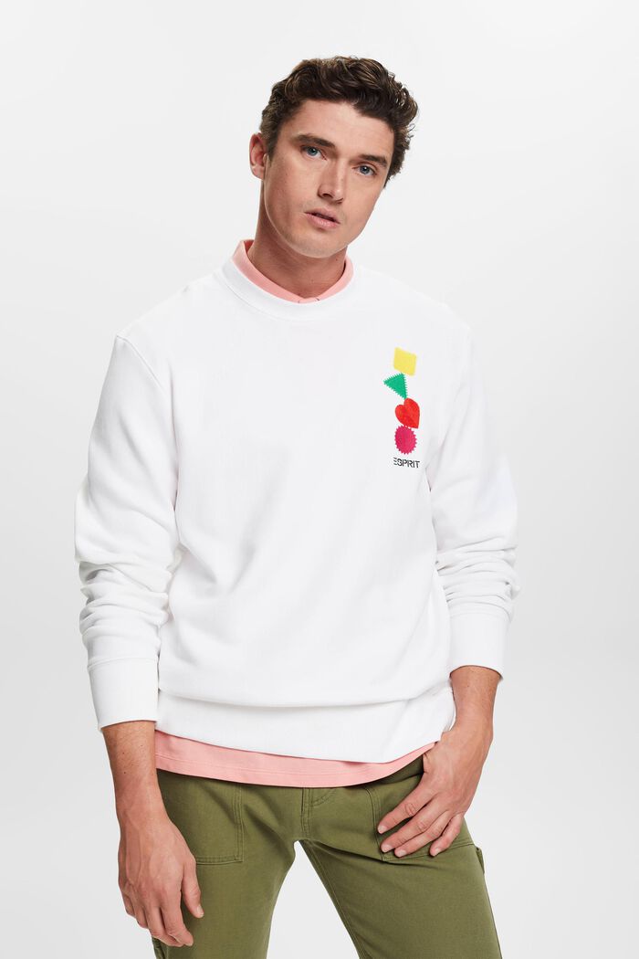 Sweatshirt med broderet logo, WHITE, detail image number 0