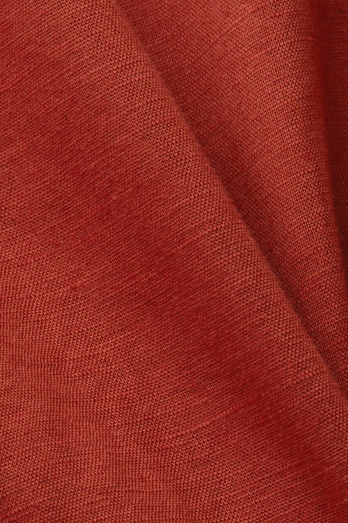 Kortærmet bluse, hør-/bomuldsmiks, TERRACOTTA, detail image number 5
