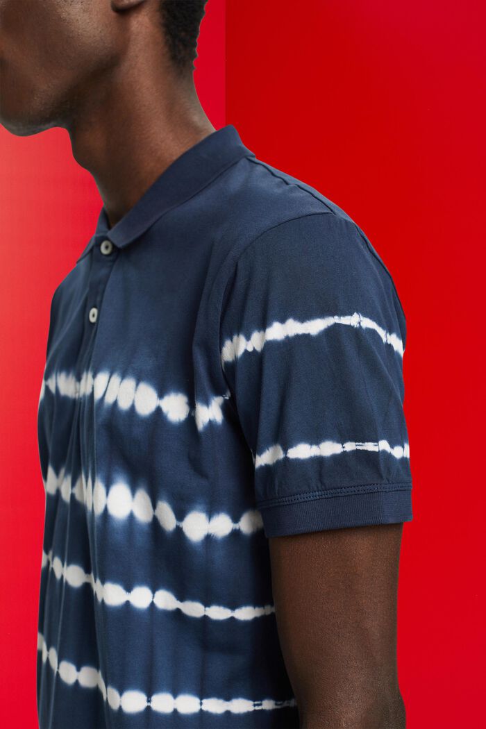 Tie-dye poloshirt i bomuld, NAVY, detail image number 2
