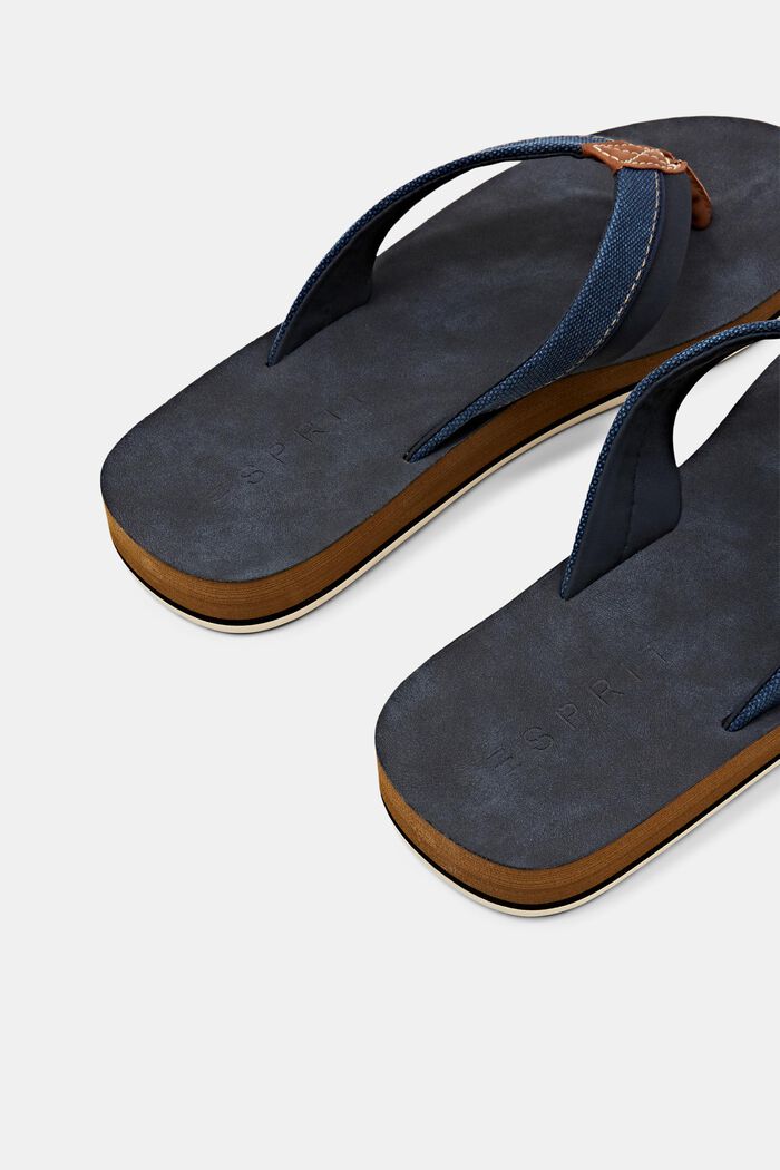 Flip flop-sandaler med detaljer i kunstlæder, NAVY, detail image number 3