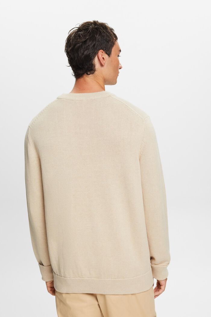 Sweater i bomuld med rund hals, SAND, detail image number 4