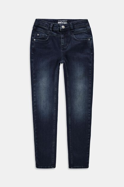 Slim fit-jeans med justerbar linning, BLUE MEDIUM WASHED, overview