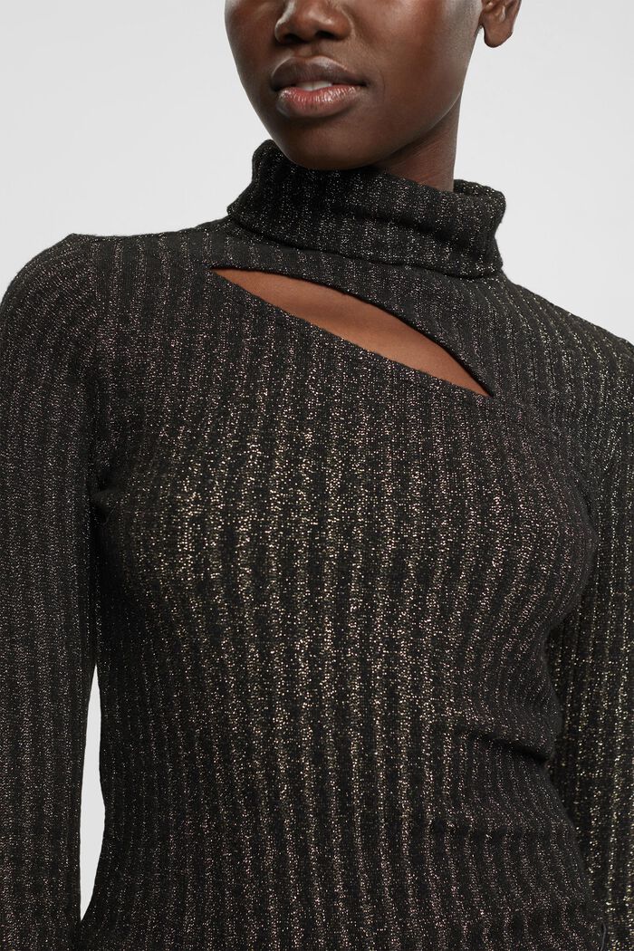 Rullekravesweater med glimmereffekt og cut-out, BLACK, detail image number 2