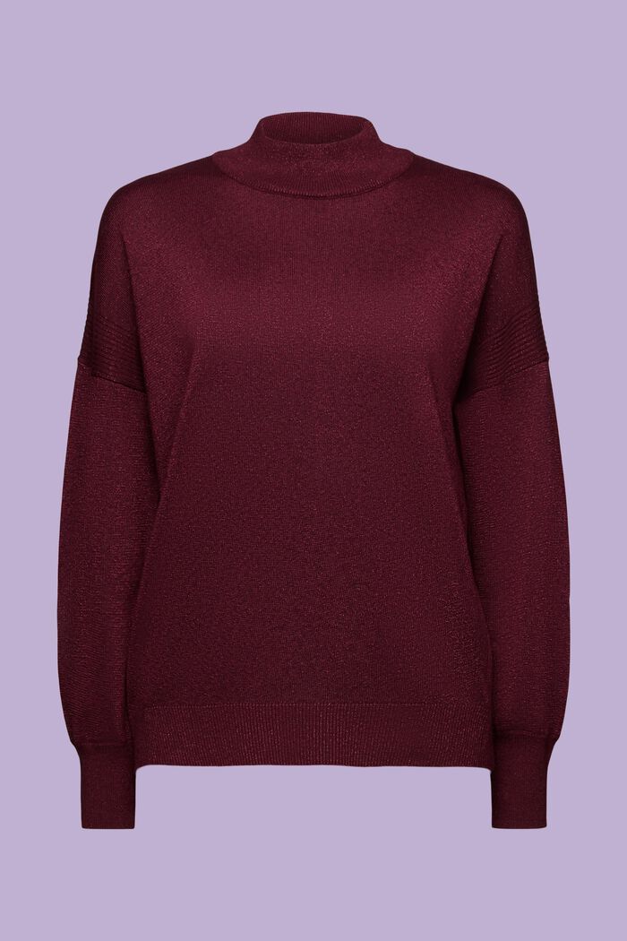 Funklende sweater med høj hals, BORDEAUX RED, detail image number 6