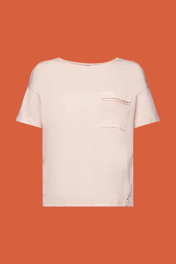 T-shirt med blondebånd, 100 % bomuld, PASTEL PINK, detail image number 6