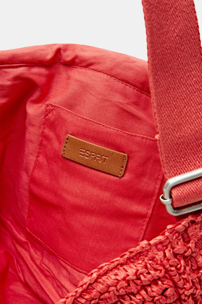 Crossbody-taske i vævet strå, ORANGE RED, detail image number 4