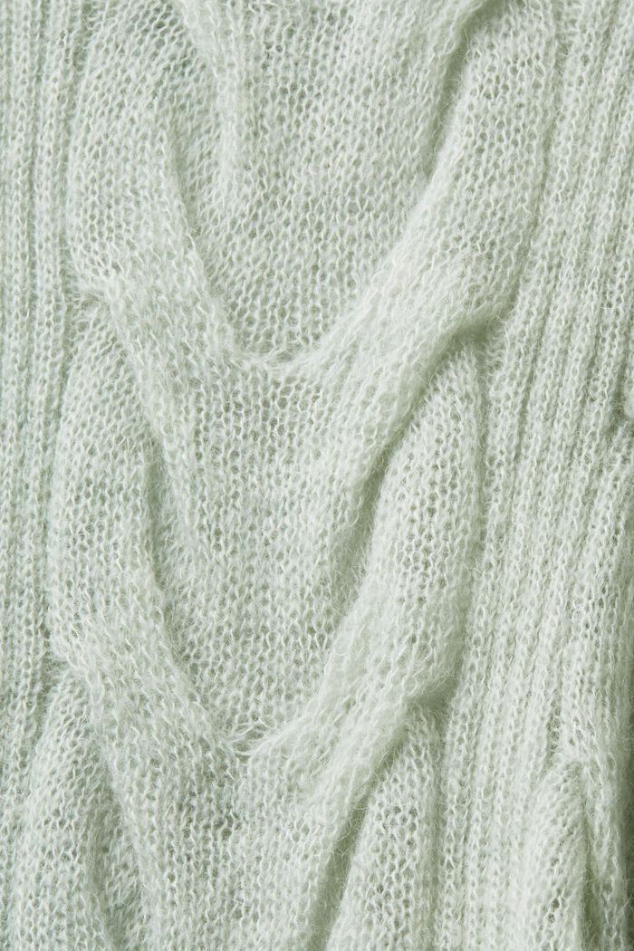 Rullekravesweater i kabelstrik, LIGHT AQUA GREEN, detail image number 6