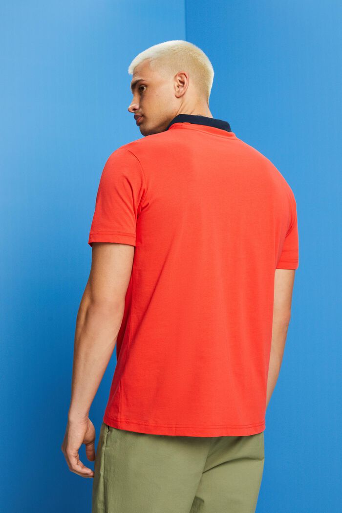 T-shirt i økologisk bomuld med geometrisk print, ORANGE RED, detail image number 3