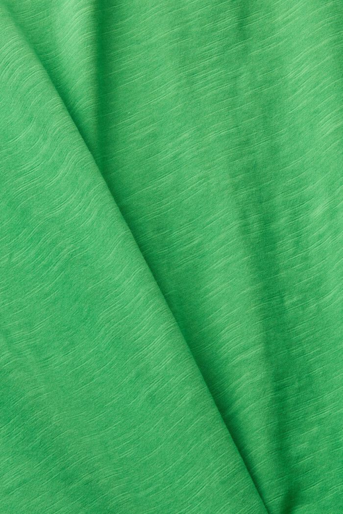 Bomulds-T-shirt med V-hals og pyntesøm, GREEN, detail image number 5