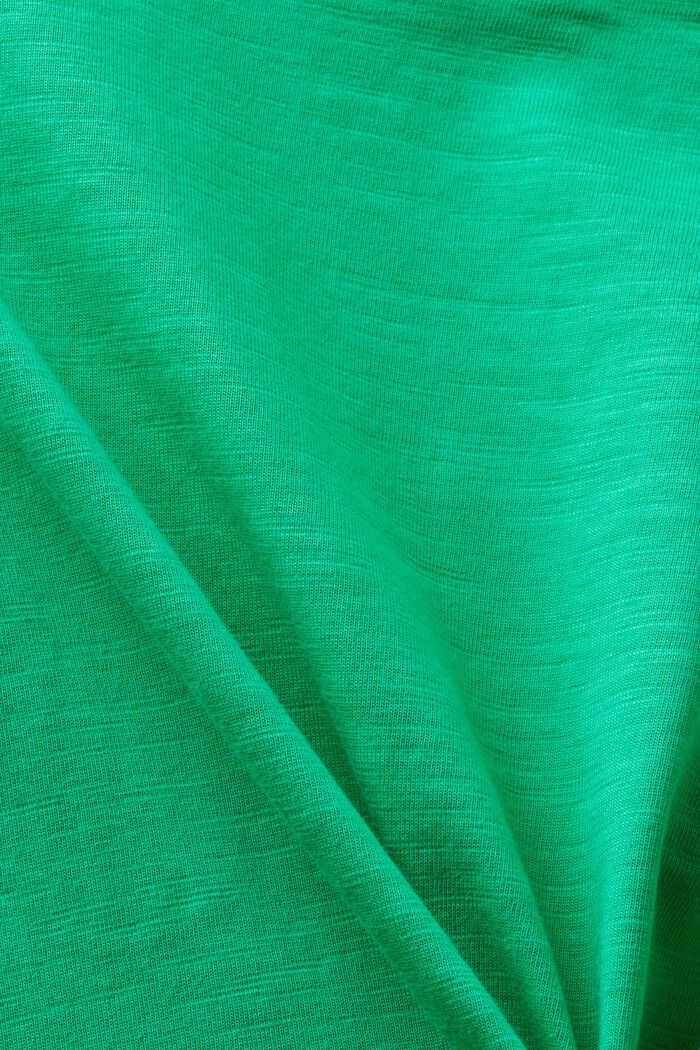 Slub-T-shirt med dyb, rund halsudskæring, GREEN, detail image number 4