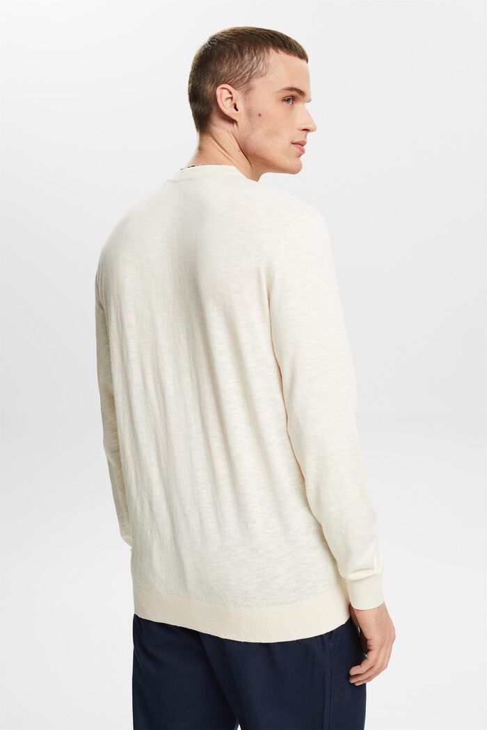 Sweater i bomuld og hør med rund halsudskæring, CREAM BEIGE, detail image number 2