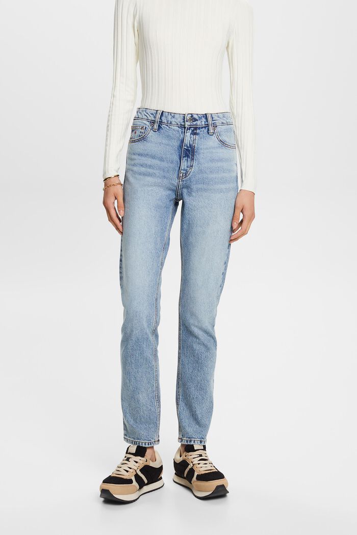 Retro slim-jeans med høj talje, BLUE BLEACHED, detail image number 0