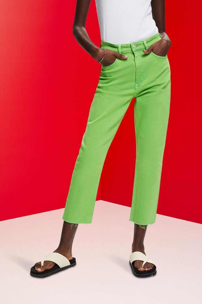 Cropped bukser med rå kant forneden, GREEN, detail image number 0