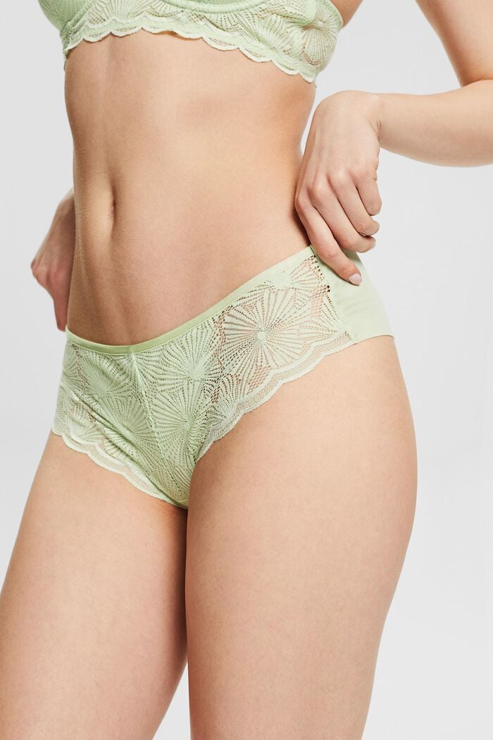 Pakke med to hipster-shorts med mønstrede blonder, LIGHT GREEN, detail image number 1