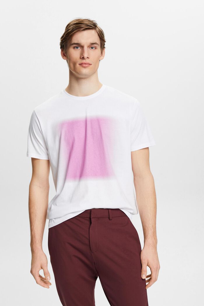 Bomulds-T-shirt med print, WHITE, detail image number 0