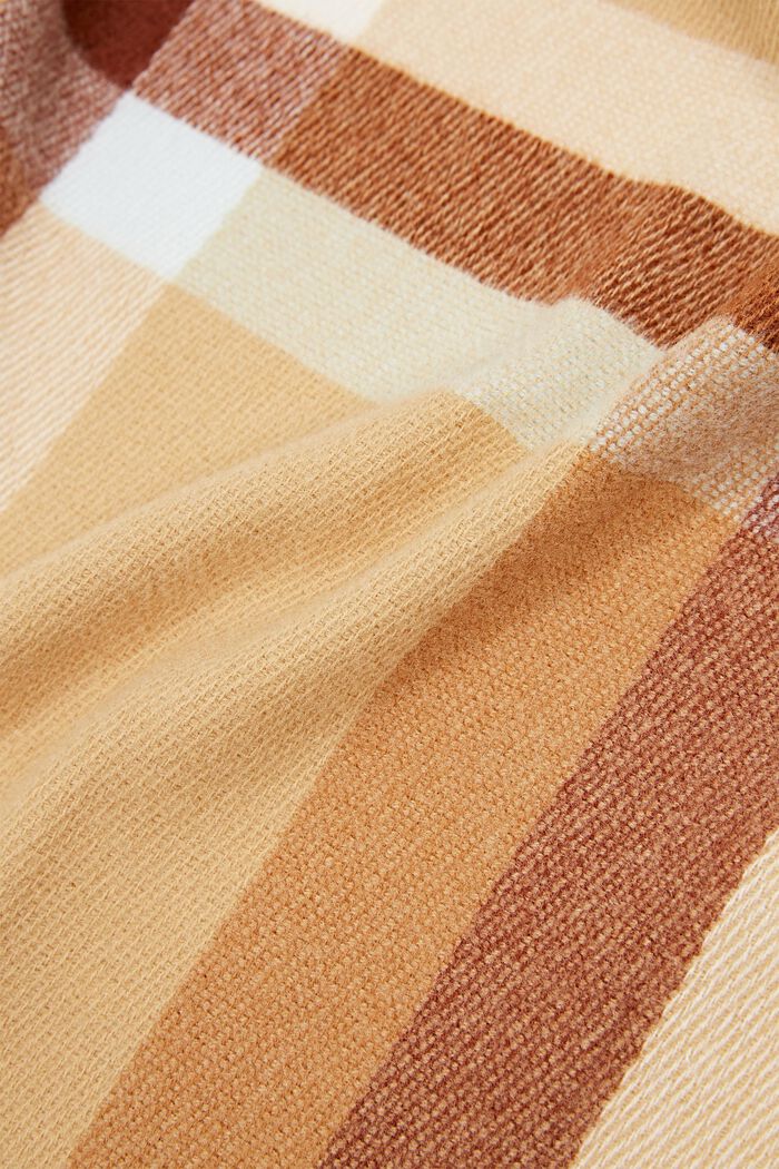 Genanvendte materialer: ternet, vævet tørklæde med frynser, KHAKI BEIGE, detail image number 1
