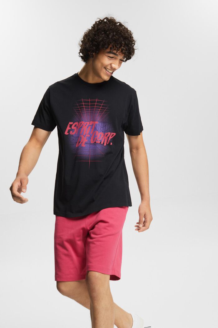 Jersey-T-shirt med print, BLACK, detail image number 4
