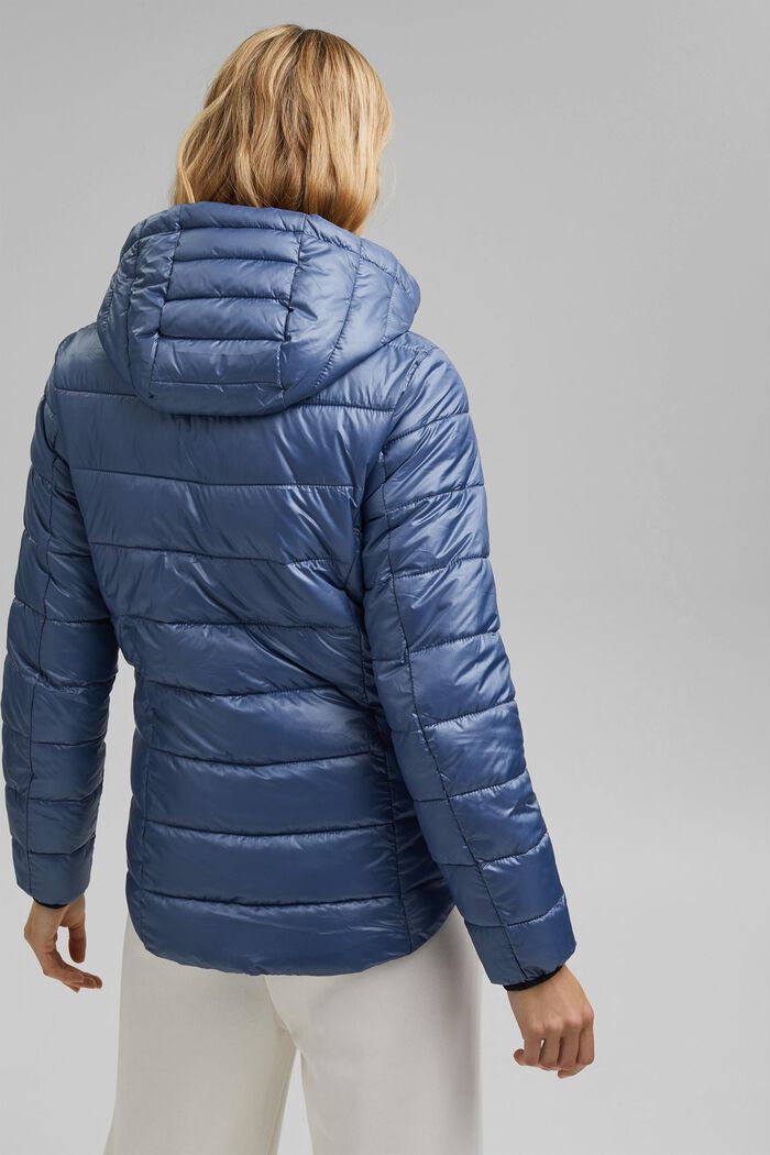 Genanvendte materialer: quiltet jakke med aftagelig hætte, GREY BLUE, detail image number 3