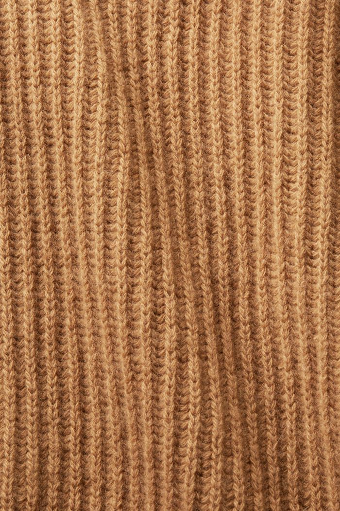Rullekravesweater i ribstrik, CARAMEL, detail image number 5