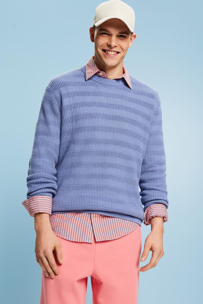 Struktureret sweater med rund hals, BLUE LAVENDER, detail image number 1