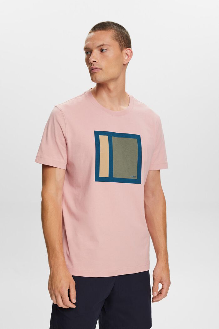 T-shirt i bomuldsjersey med print, OLD PINK, detail image number 0