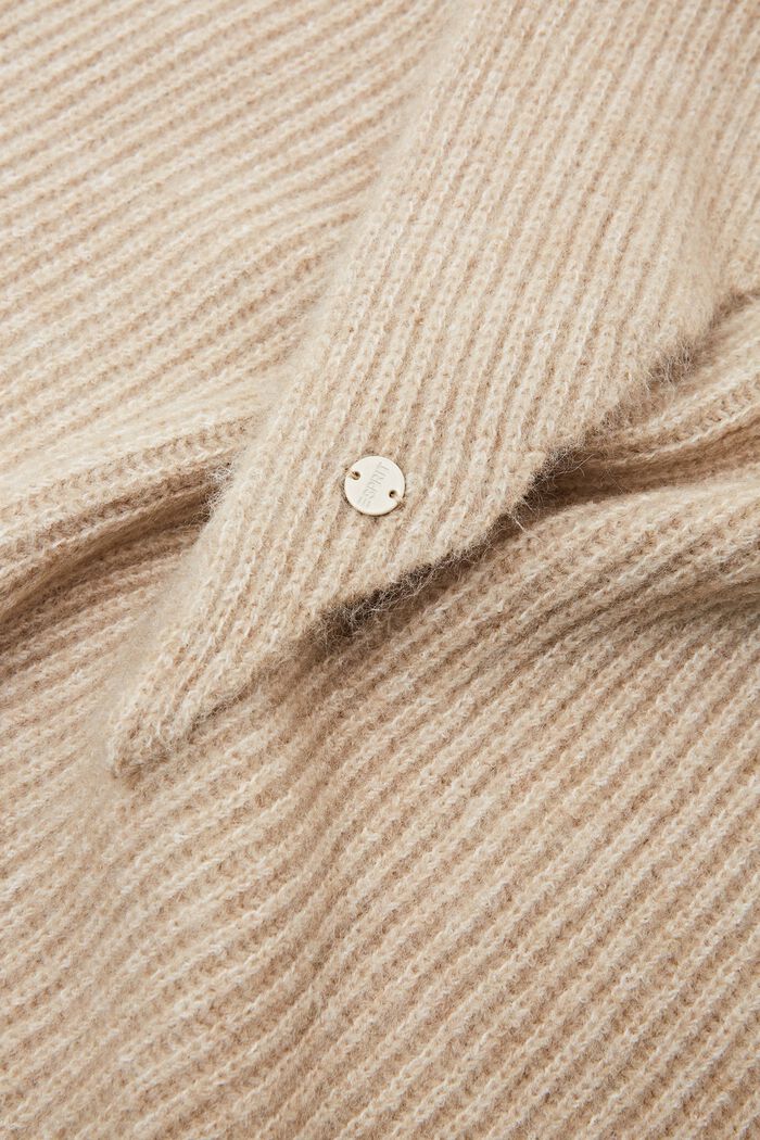 Trekantet tørklæde i ribstrik, BEIGE, detail image number 1