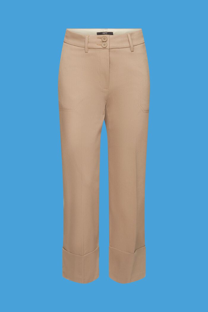 Cropped twill-bukser, TAUPE, detail image number 7