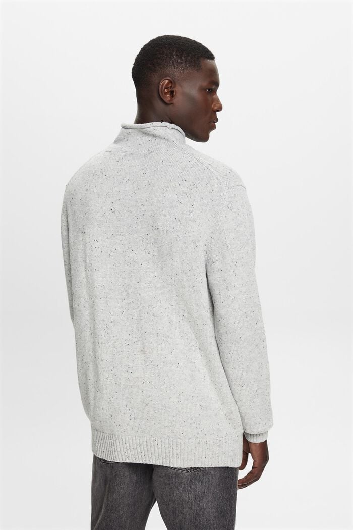 Sweater i uldmiks med høj hals, LIGHT GREY, detail image number 4