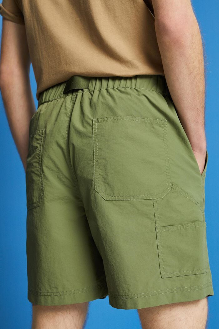 Shorts med integreret bælte, OLIVE, detail image number 4