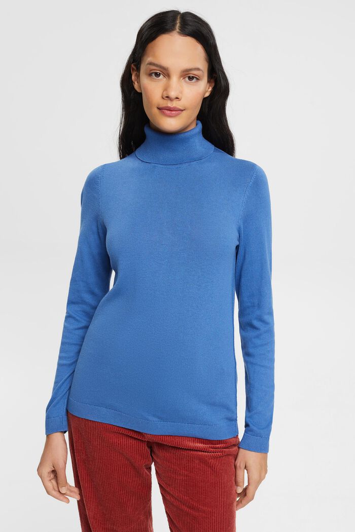 Sweater med rullekrave, BLUE, detail image number 1