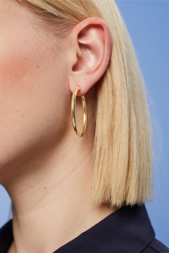 Hoop-øreringe, rustfrit stål, GOLD, detail image number 2