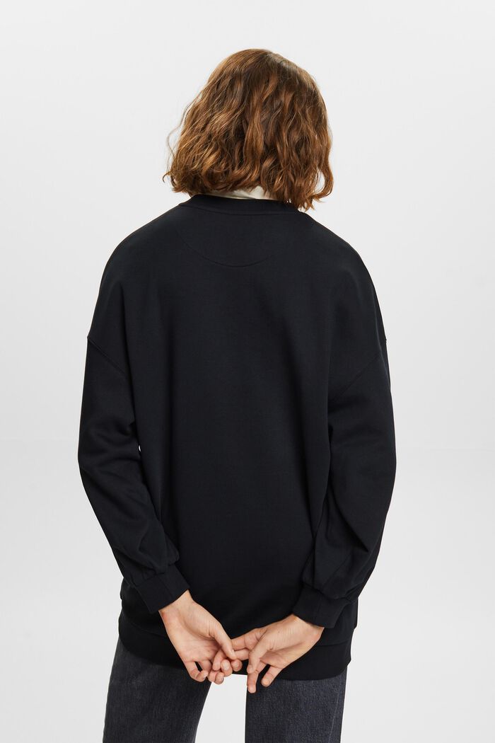 Sweatshirt i fleece med rund hals, BLACK, detail image number 4