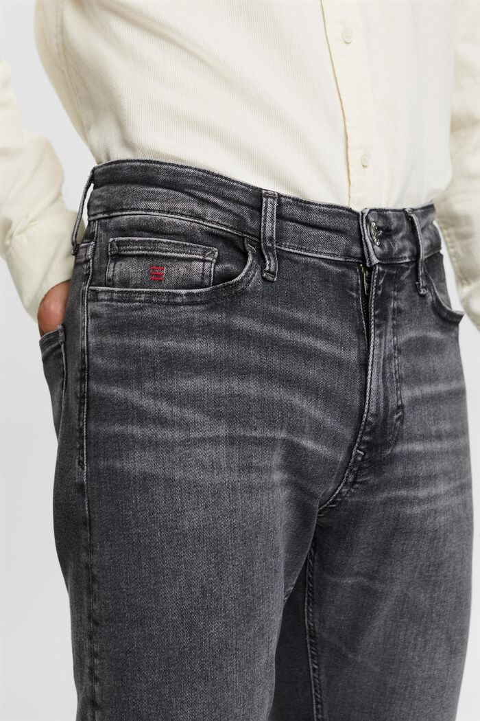 Slim fit-jeans med mellemhøj talje, BLACK DARK WASHED, detail image number 2